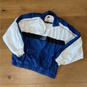 Nike 1/2 Zip Windbreaker - Blue & White - Size M - Vintage 90s